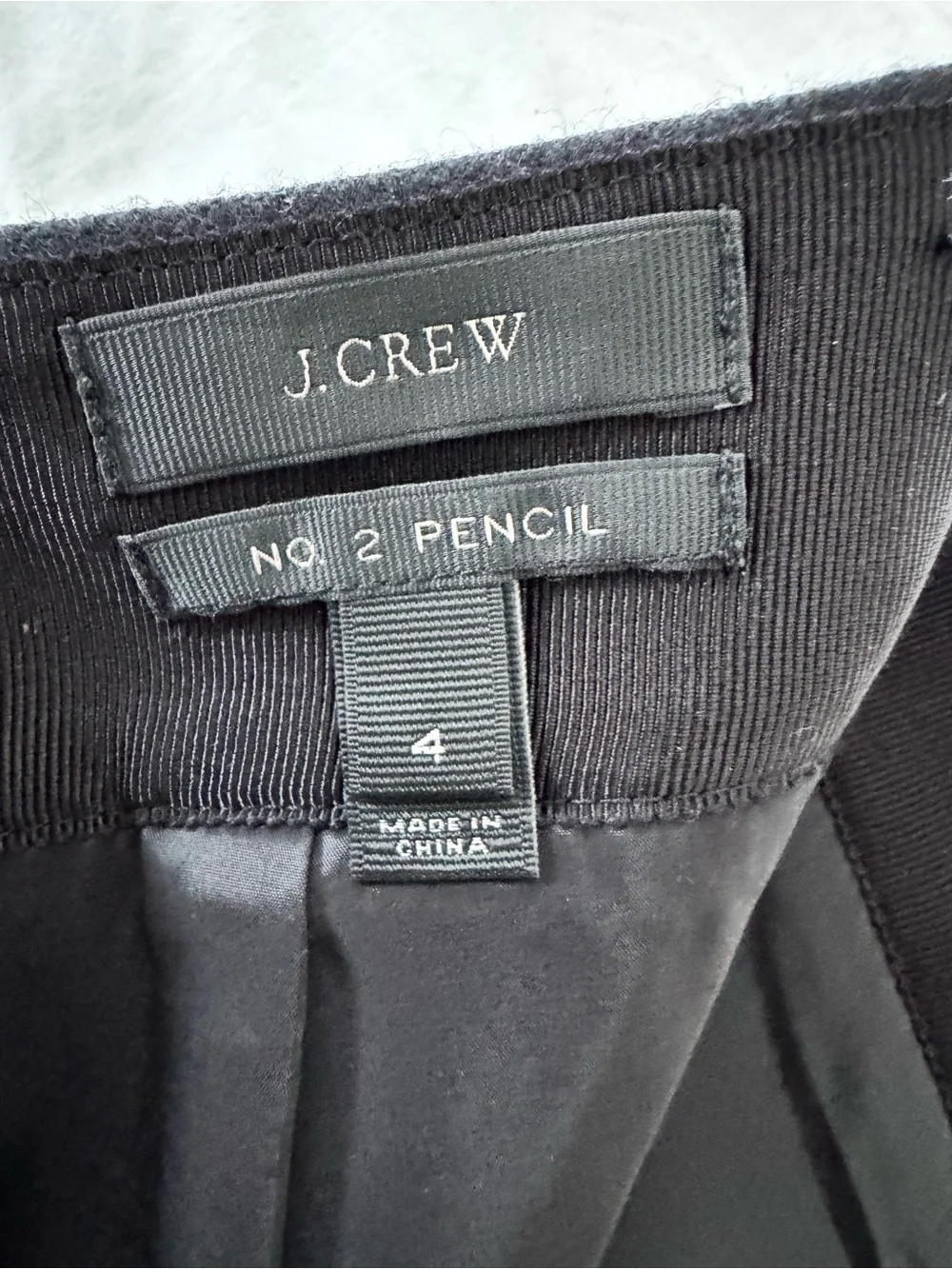 JCrew No 2 Pencil Skirt 100% Wool in Black- Tailored Office Skirt Size 4